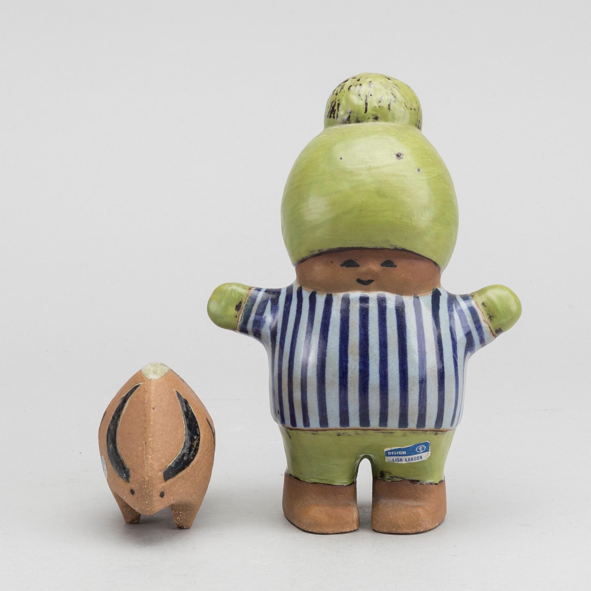 LISA LARSON, figuriner 2 st, stengods, Gustavsberg.