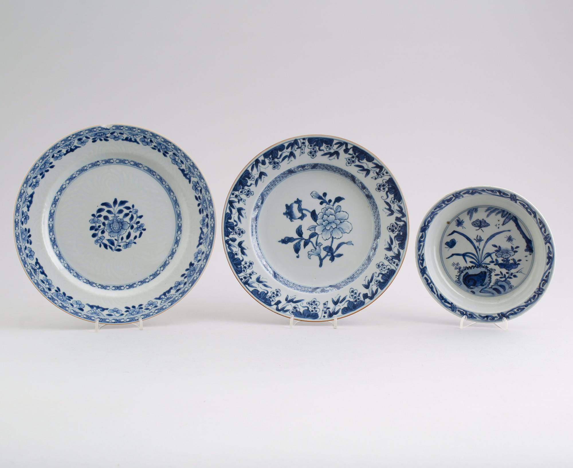 FAT, 3 st olika modeller, porslin, Kina, 1700-tal.