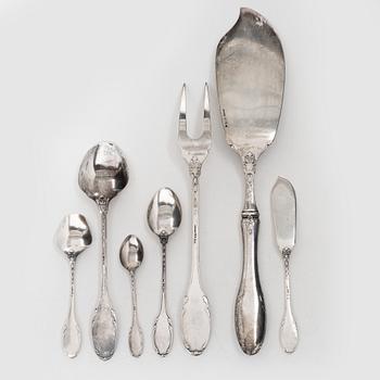 W.A. Bolin, Bestickuppsättning, 65 delar, silver, modell F, Stockholm, bl a 1926.