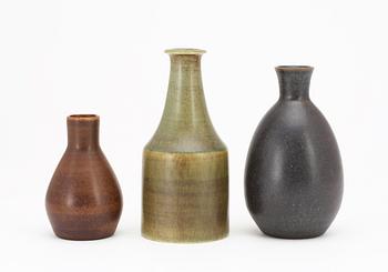 Three Erich and Ingrid Triller stoneware vases, Tobo.