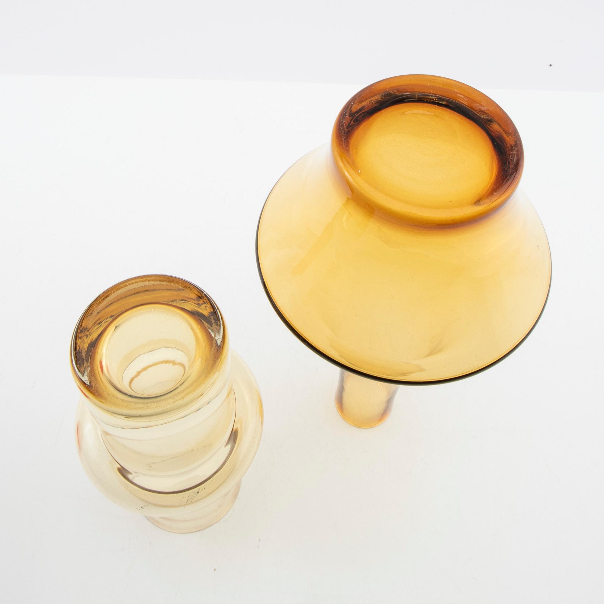 Tamara Aladin, vases, 3 pcs, glass, Riihimäen Lasi, Finland, 1960s/70s.