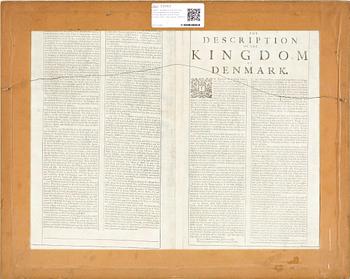 KARTA, handkolorerad etsning, "The Kingdome of Denmarke", Thomas Bassett and Richard Chiswell efter John Speed, 1600-tal.