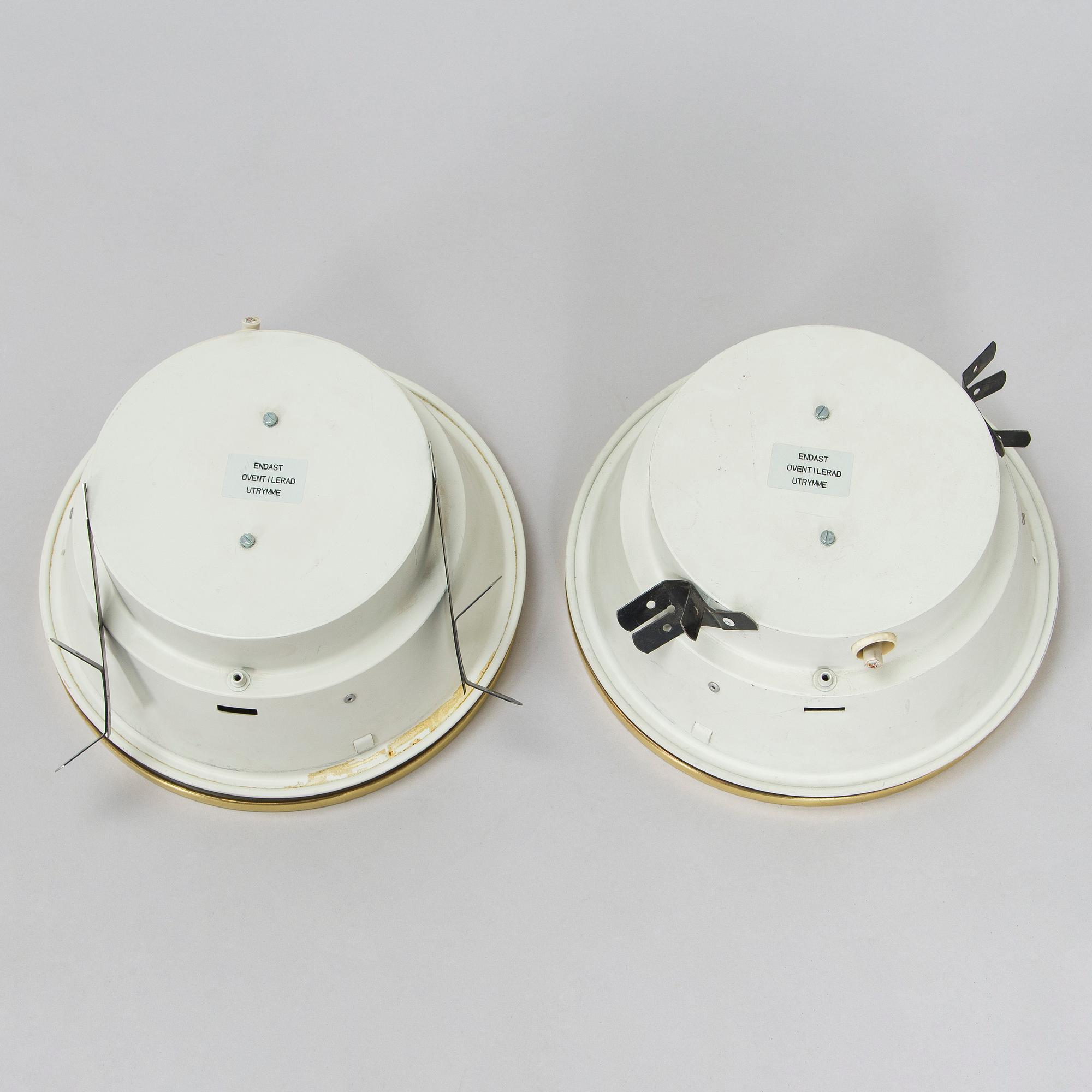 Arne Jacobsen, A pair of 'Munkegaard' ceiling lights for Louis Poulsen, Denmark.