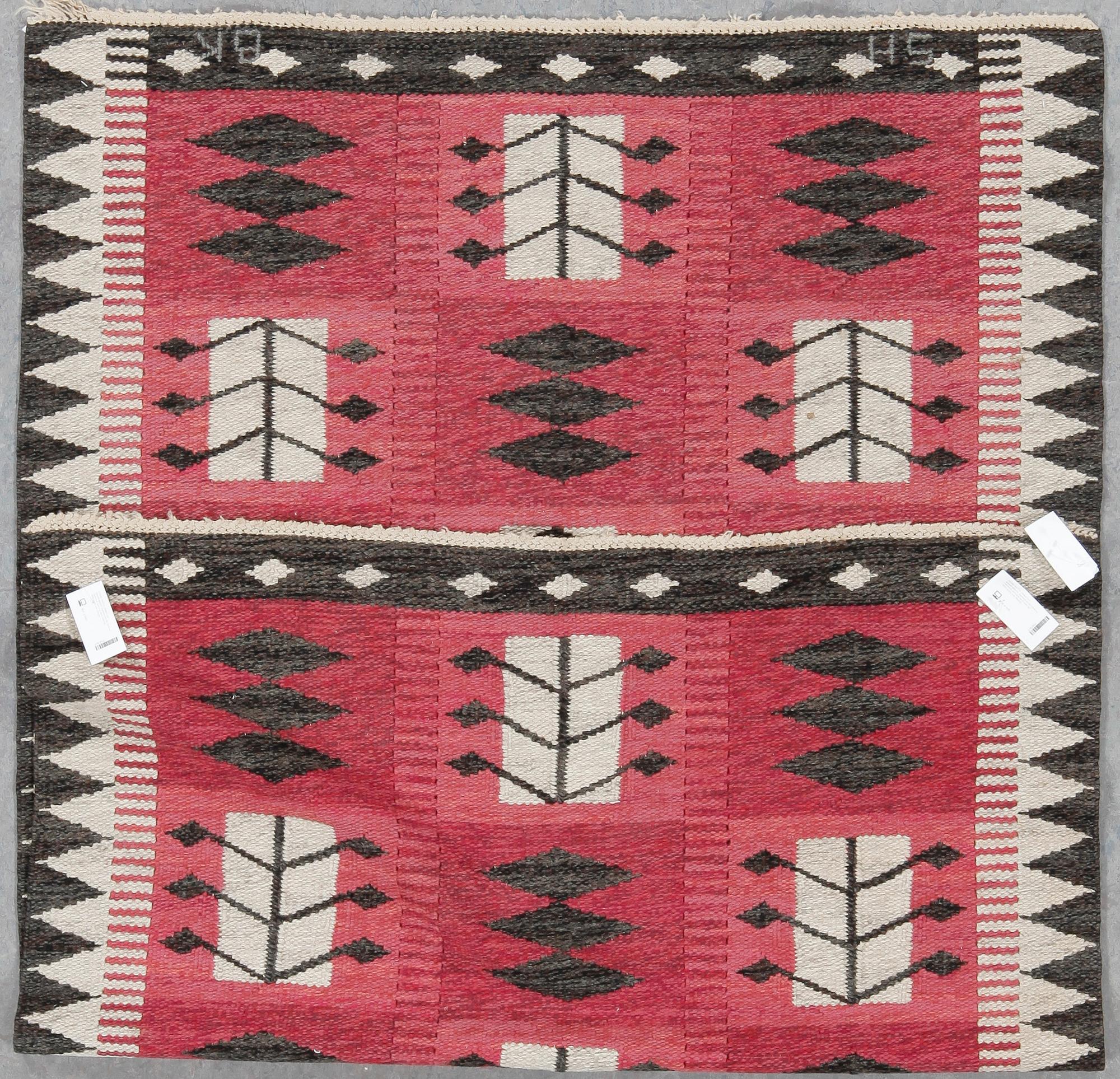 MATTA, rölakan och gobelängteknik. Signerad SH BK (Svensk Hemslöjd, sannolikt Berit Koenig), 1900-talets mitt, 191x128.