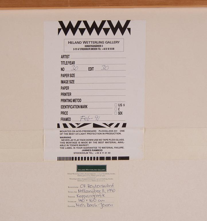 Carl Fredrik Reuterswärd, koppargrafik, 1990, signerad 30/30.