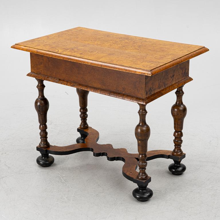 A Swedish late Baroque burr-alder table, first part 18th century.