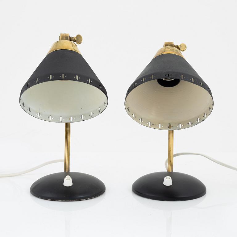 A pair of table/wall lamps, Ewå, Värnamo, Sweden, mid 20th century.