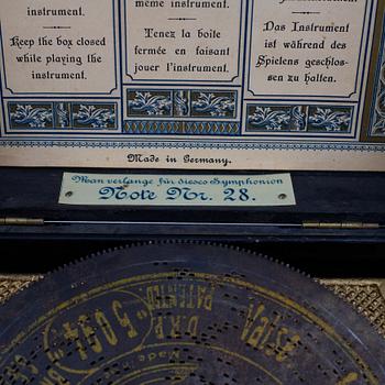 A German music box, Symphonion Simplex. Late 19th century.