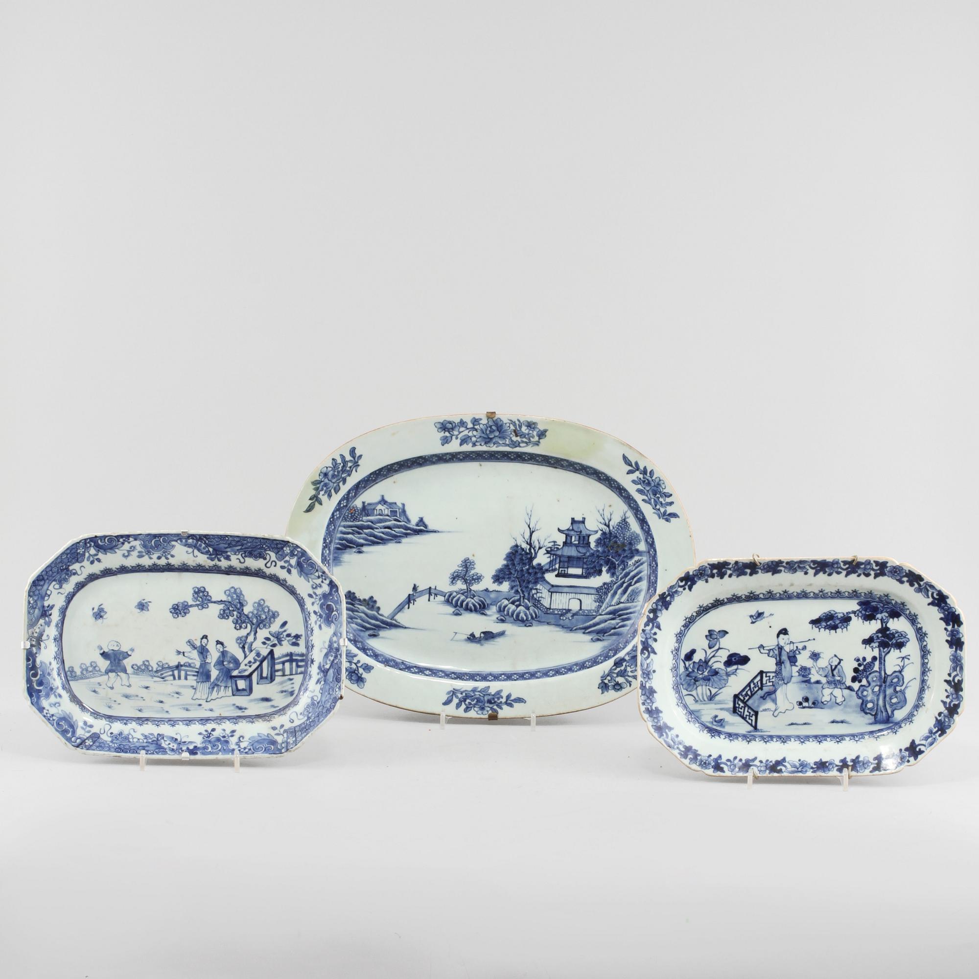 FAT, 3 st, porslin, Kina, 1700-tal.