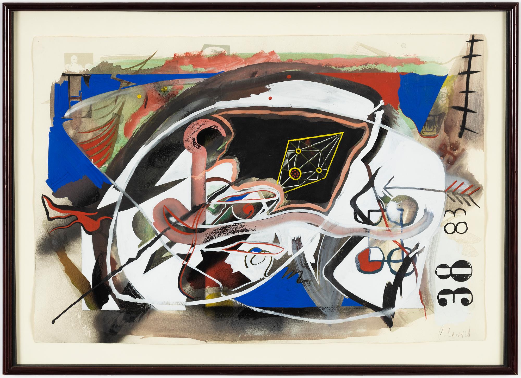 Carsten Regild, mixed media on paper, signed.