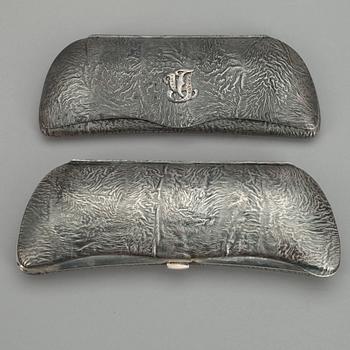 GLASÖGONFODRAL, 2 st, silver, Auran Kultaseppä 1948, Kultakeskus 1970. Vikt tot. 259 g.