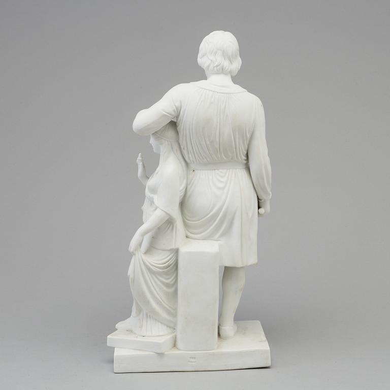 A Bing & Gröndahl bisquit sculpture of 'Thorvaldsen leaning on Hope', Denmark, 1870's.