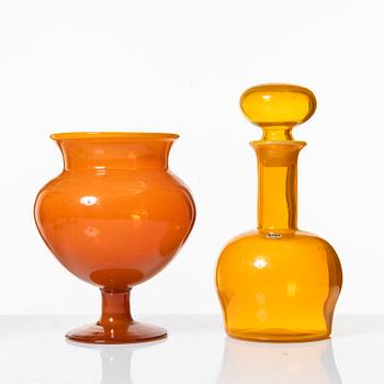 Erik Höglund, a set of nine glass vessels, Boda.