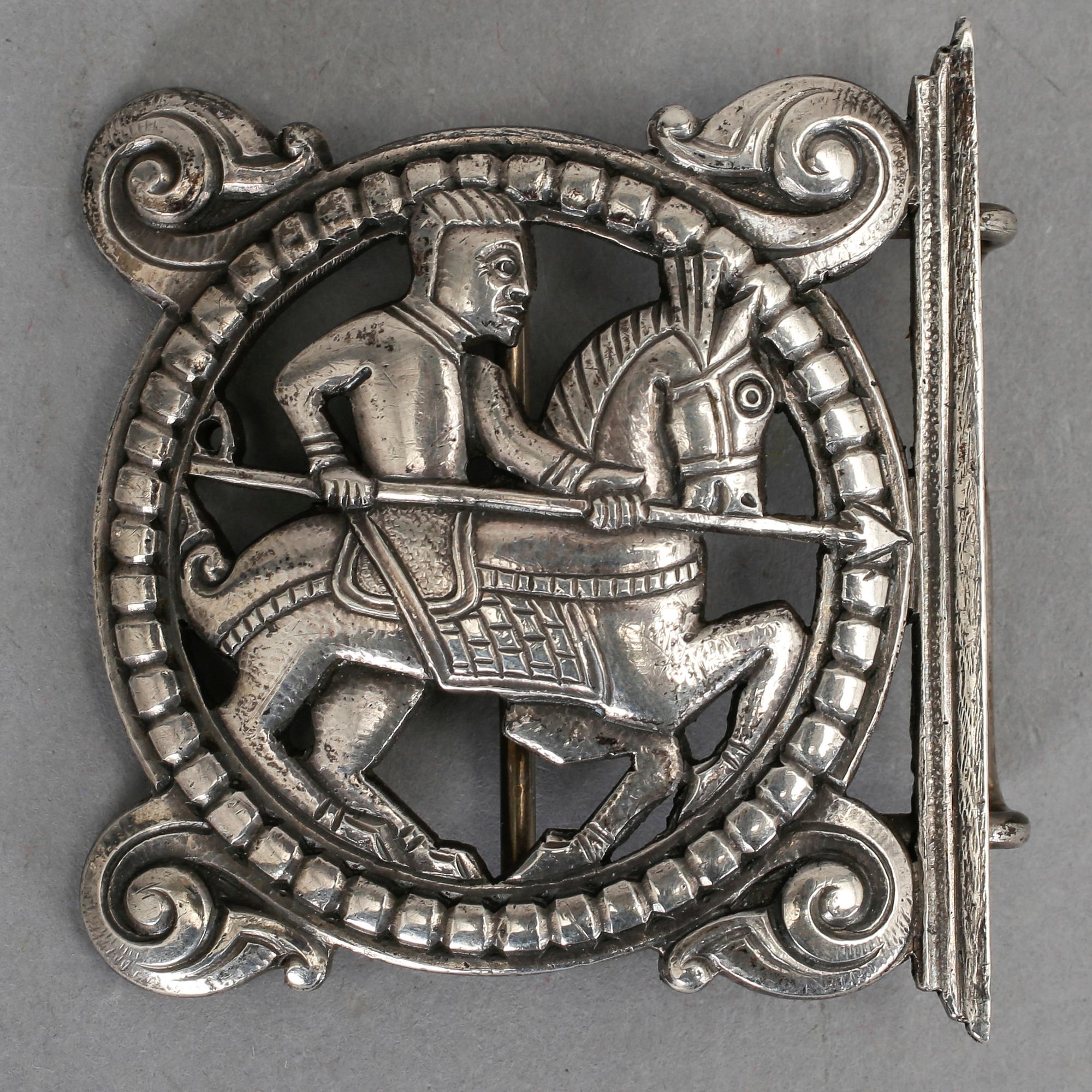 BÄLTSPÄNNE, silver, J Smedje, Trondheim, 1910. Vikt ca 76 gram.
