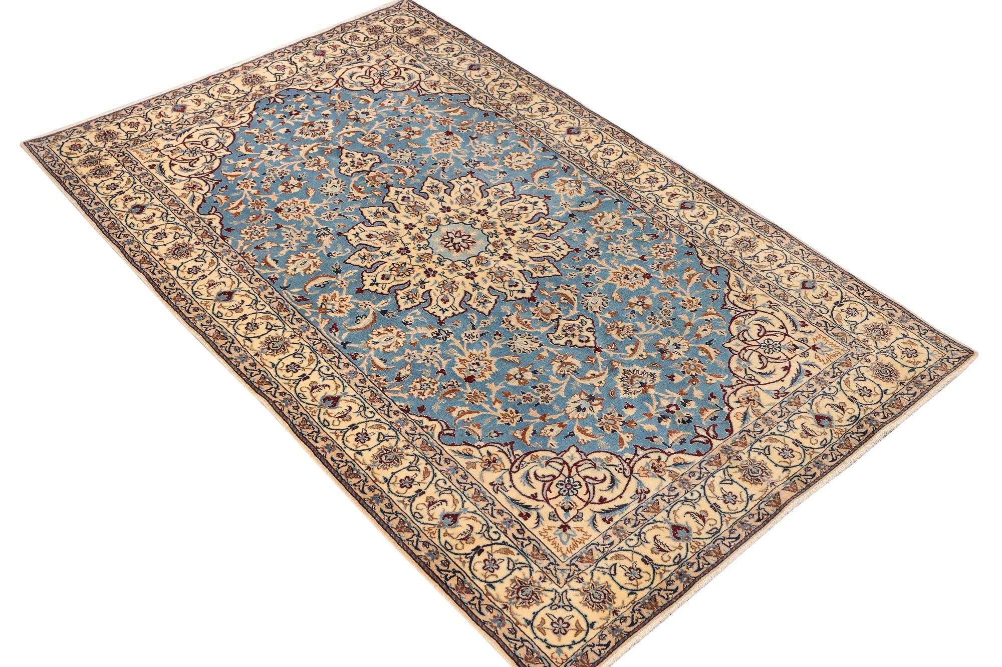 A Nain, part silk carpet, c. 196 x 120 cm.