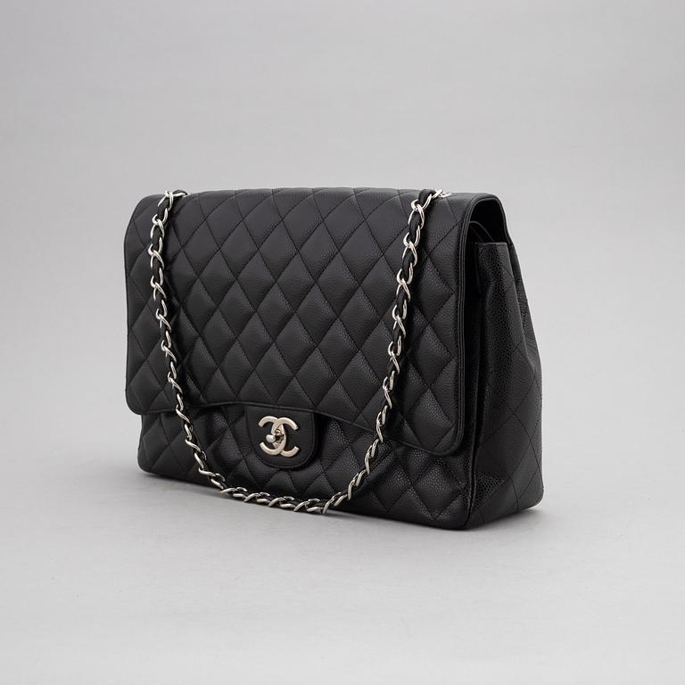 Chanel, a black caviar leather 'Double Flap Bag Jumbo', 2011.