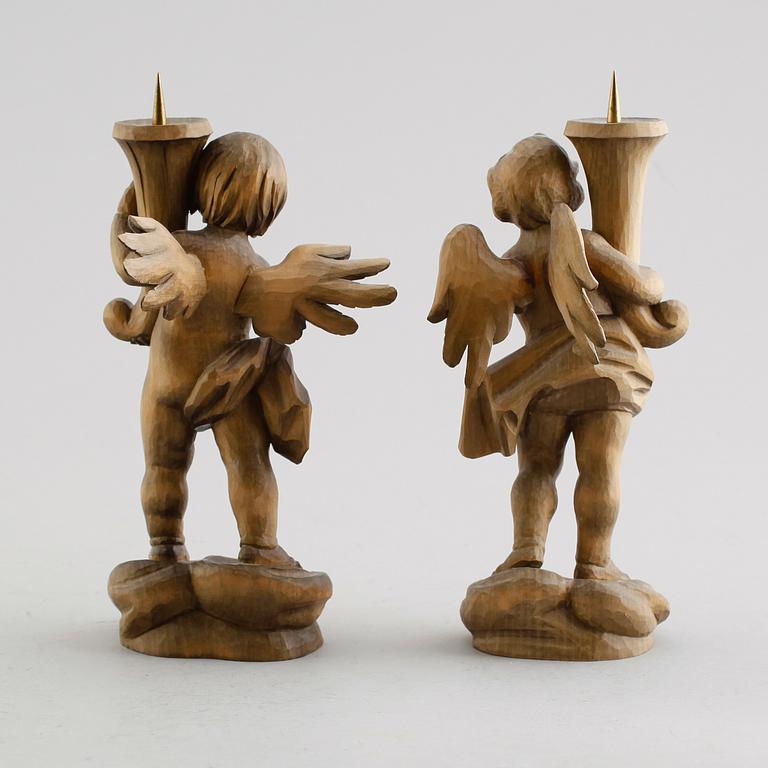 LJUSSTAKAR, 1 par, Leonhard Höldrich, Oberammergau, 1900-tal.