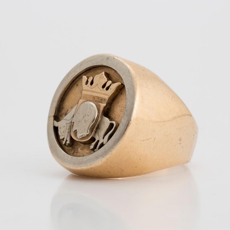 SIGNET RING, 14K red and white gold.