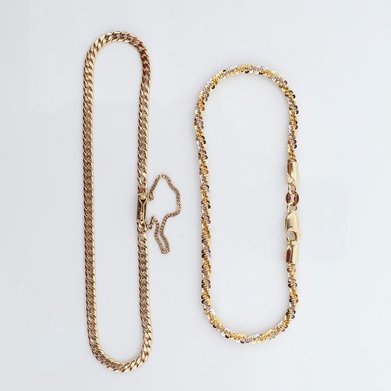 ARMBAND, 2 st, 18k guld, total vikt ca 12g.