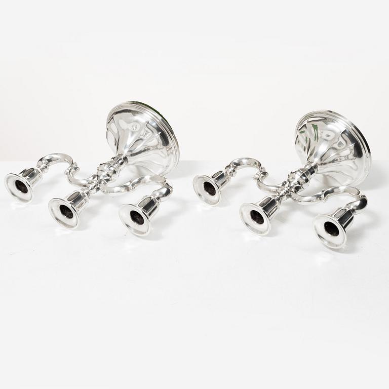 Candelabras, a pair, silver, 20th century.