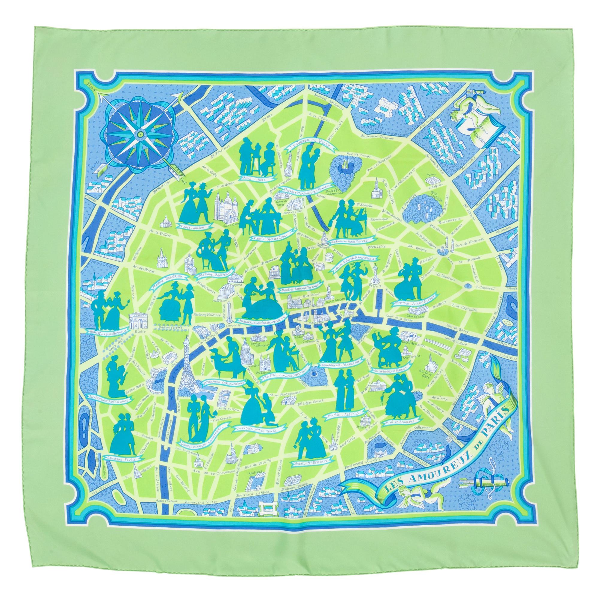 HERMÈS, a silk scarf, "Les Amoureux de Paris".