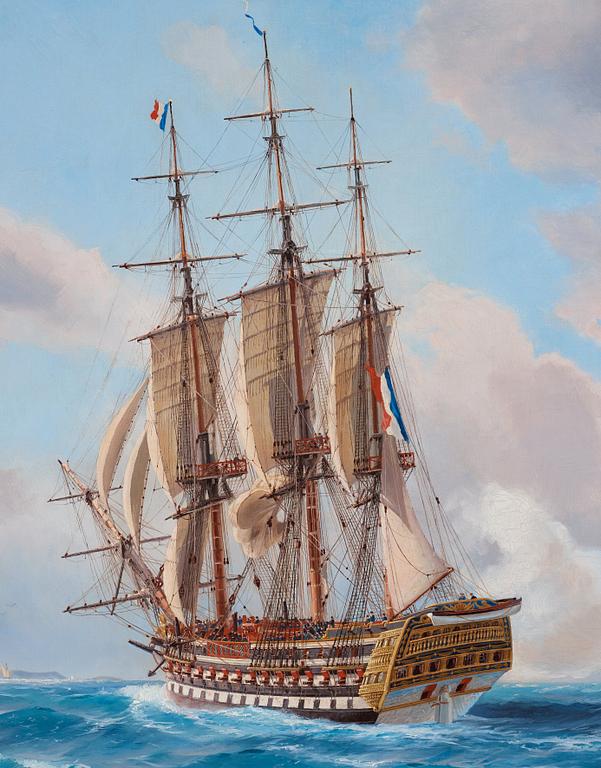 Jacob Hägg, French ship of the line at sail.