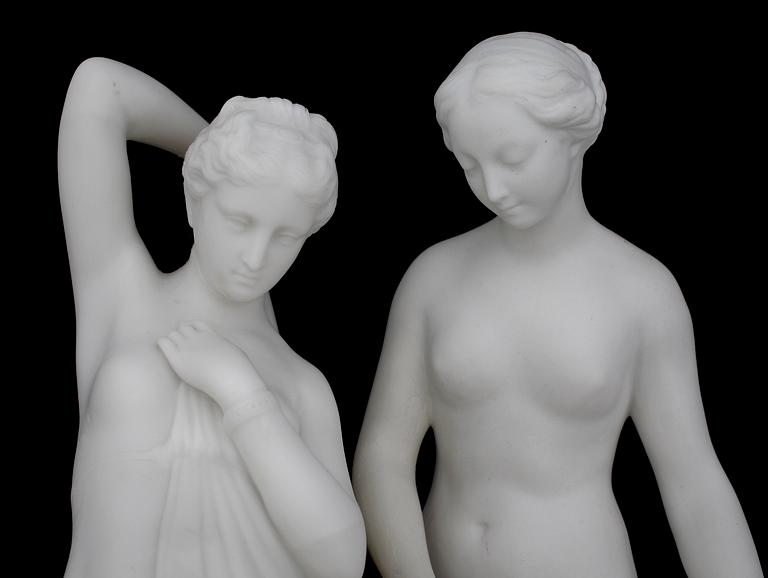 SKULPTURER, 2 st, parian, Gustafsberg 1920-tal.