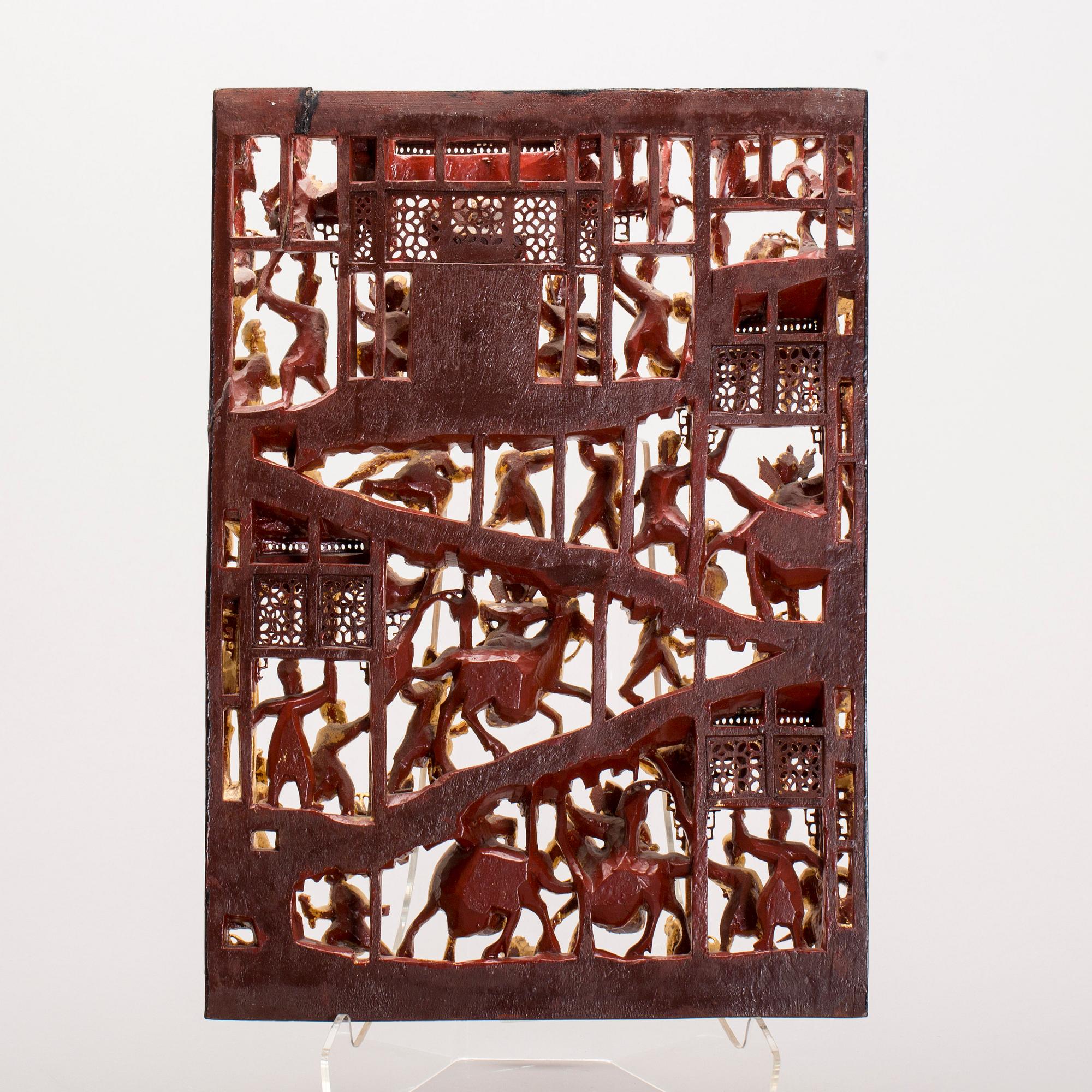RELIEF, förgyllt trä, Kina, 1900-tal.