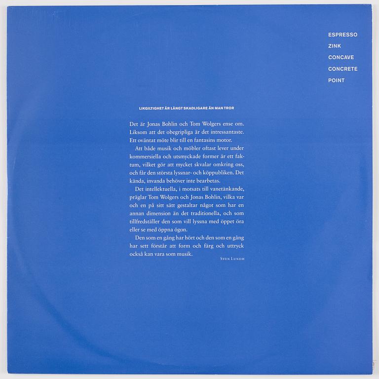 Tom Wolgers, "Sound Construction 4", ed. 500, an album for Jonas Bohlin's exhibition "Hommage", IVM – IVM 17, 1987.