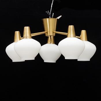 A mid 20th Century brass and glass ceiling light from Asea.