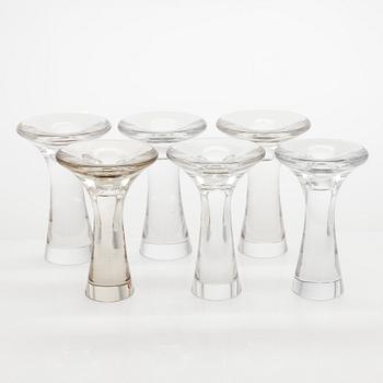 Tapio Wirkkala Kynttilänjalkoja 6 kpl, Iittala erilaisilla sign.,