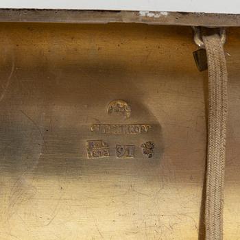 A silver table bell and a box, including Vienna 1830.