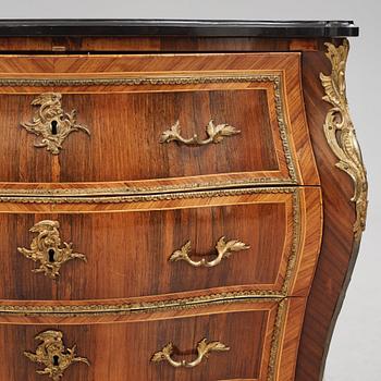 A rococo parquetry and gilt brass-mounted commode possibly by C. Åhman (master in Stockholm 1748-1783).