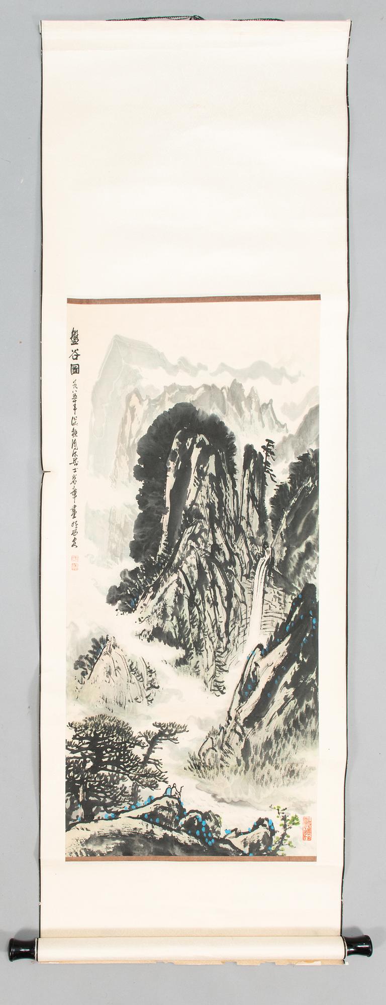 Wang Yanzhang, A scroll painting, ink and colour on paper signed.