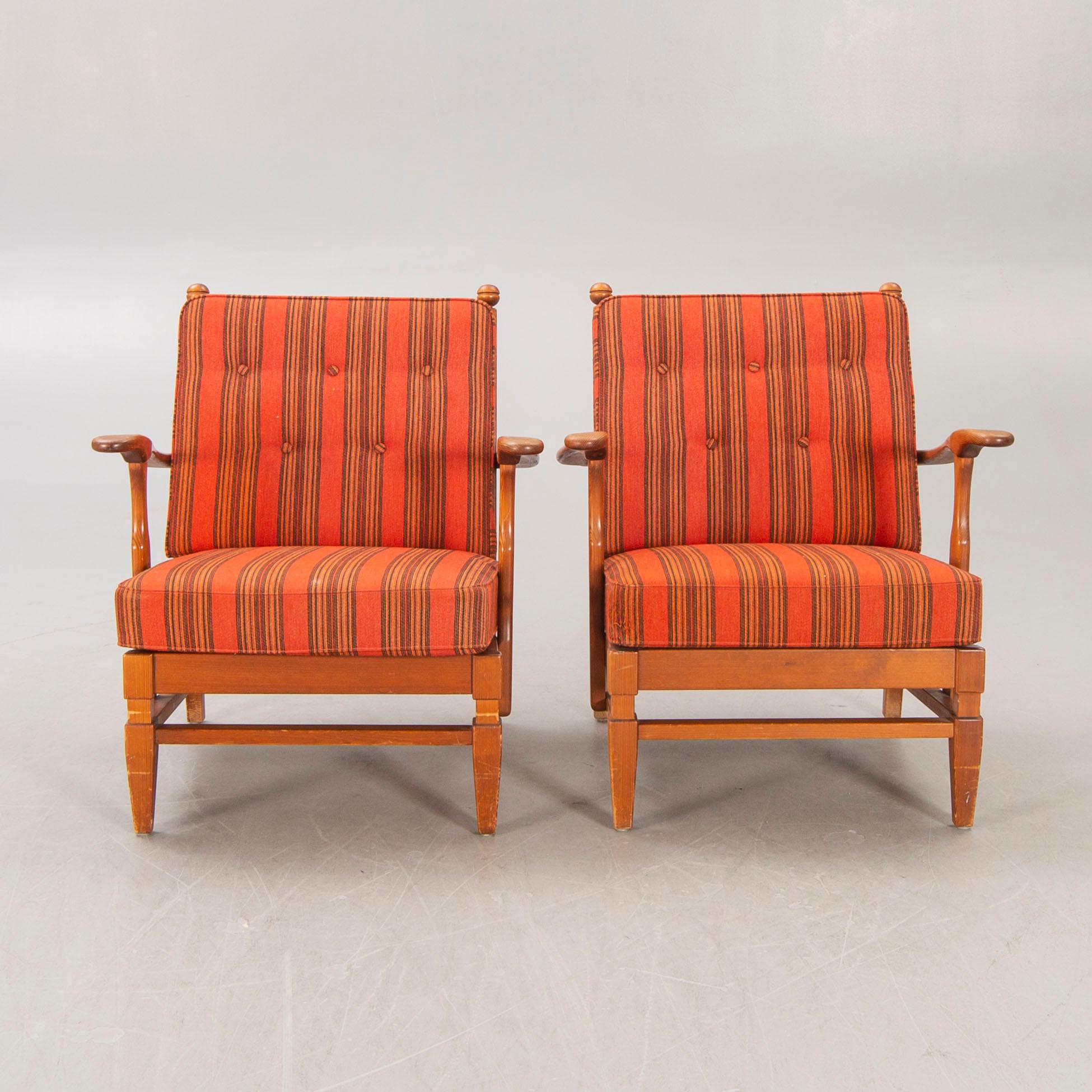 A pair of Gösta Göperts "åre" pine armchairs second part of the 20th century.