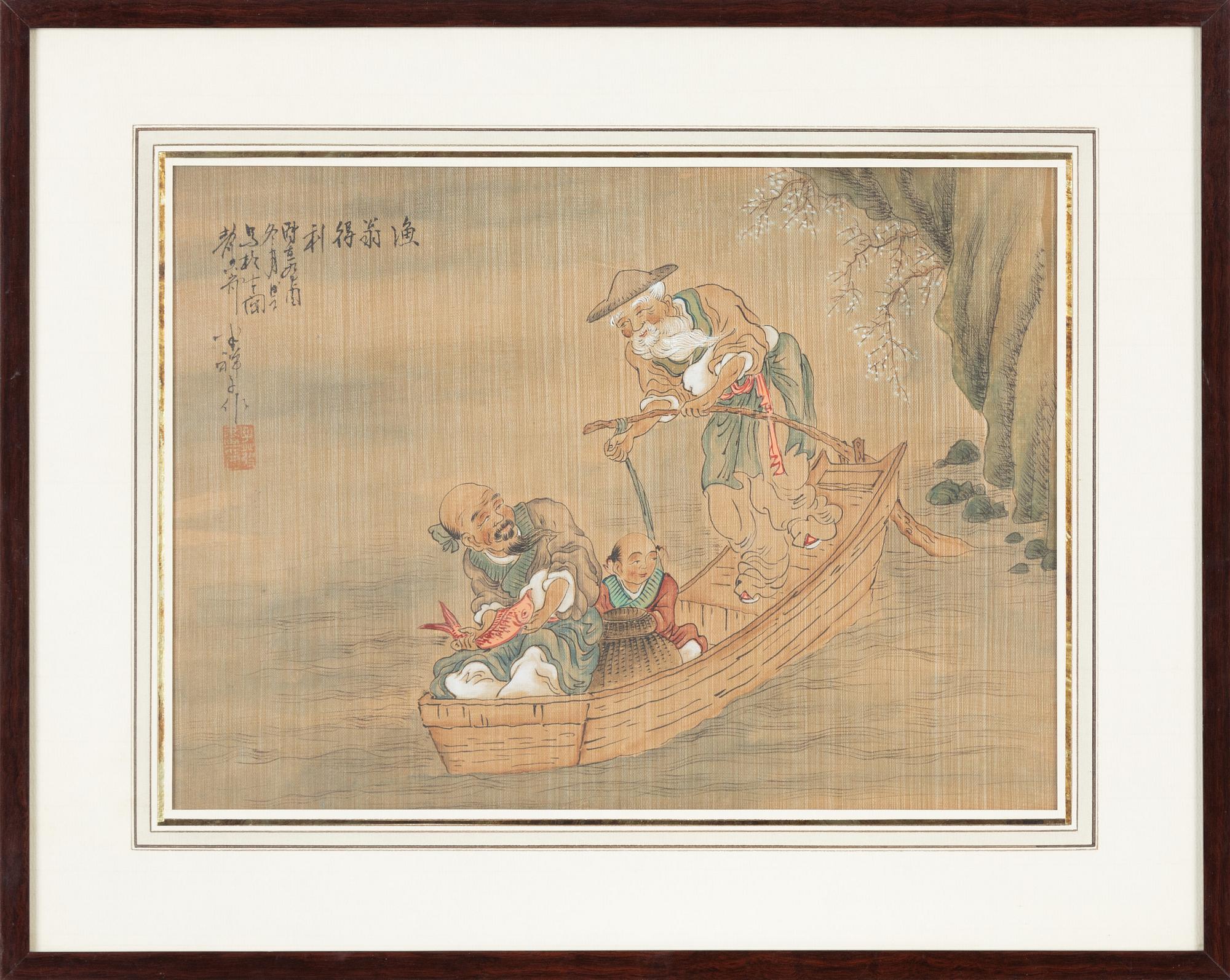 Unidentified artist, five Chinese paintings, watercolour on paper, 20th century.
