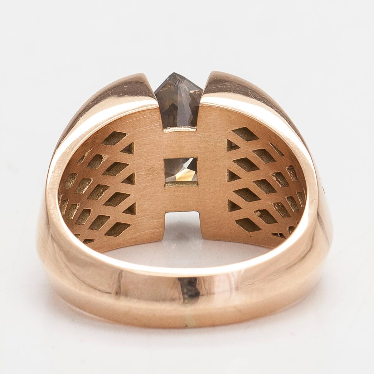 A 14K gold ring, princess-cut diamond approx. 5.0 ct, Jarkko Perälä, Vaasa, Finland.