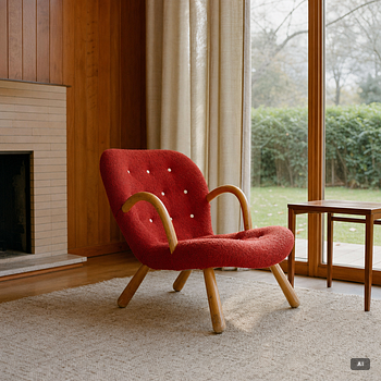 Scandinavian Modern, fåtölj, Musling/Clam Chair, 1940/50-tal.