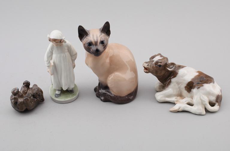 FIGURER, 4 st, porslin, Royal Copenhagen, Danmark.