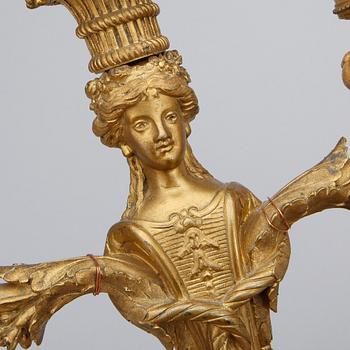 BORDSLAMPOR, ett par förgylld mässing, Ny-Louis XVI, 1800-talets andra hälft.