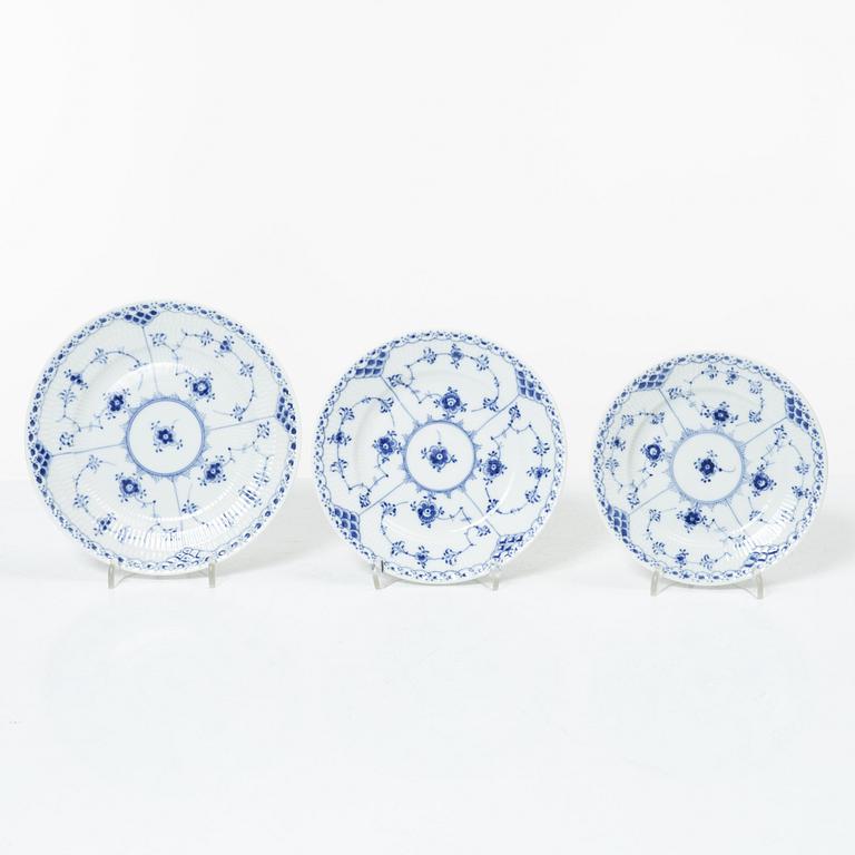 Royal Copenhagen, a 58-piece porcelain 'Blue Fluted' dinner and tea service, Denmark, mostly 1889-1934 but some pieces 1950-1984.