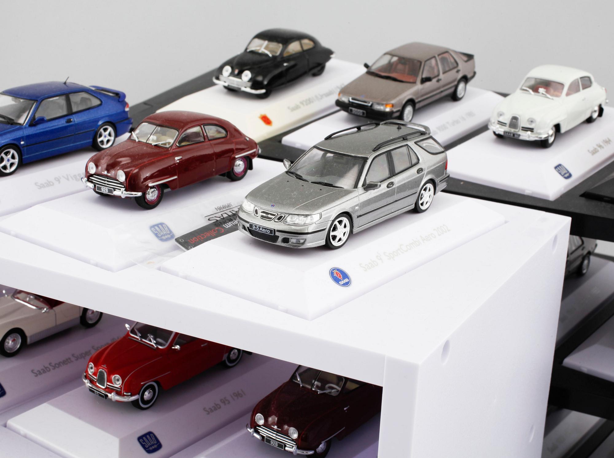 PARTI SAAB MODELLBILAR, 34 st, Saab Car Museum Collection, sent 1900-tal/2000-tal.