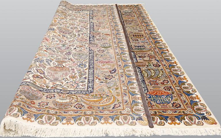 Matta, figural Kashmar, ca 393 x 293 cm.
