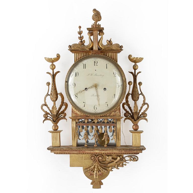 VÄGGPENDYL, PH Beurling, Stockholm, Gustaviansk, 1700-tal.