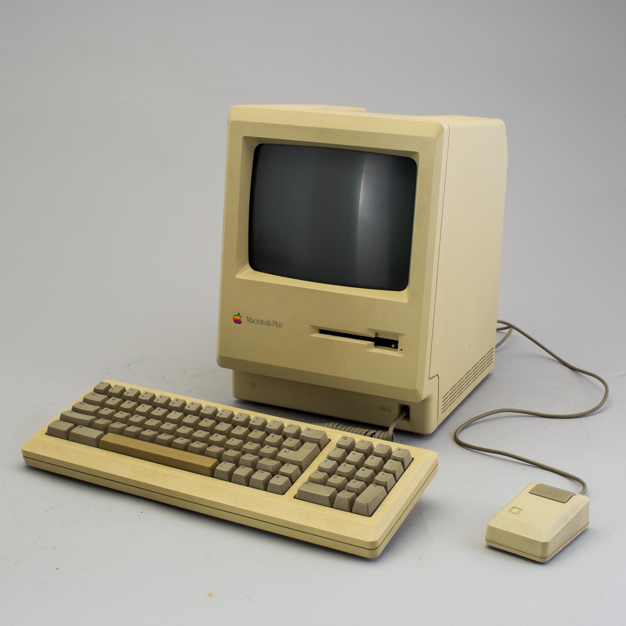 a Macintosh Plus 1Mb Apple computer from the late 1980s