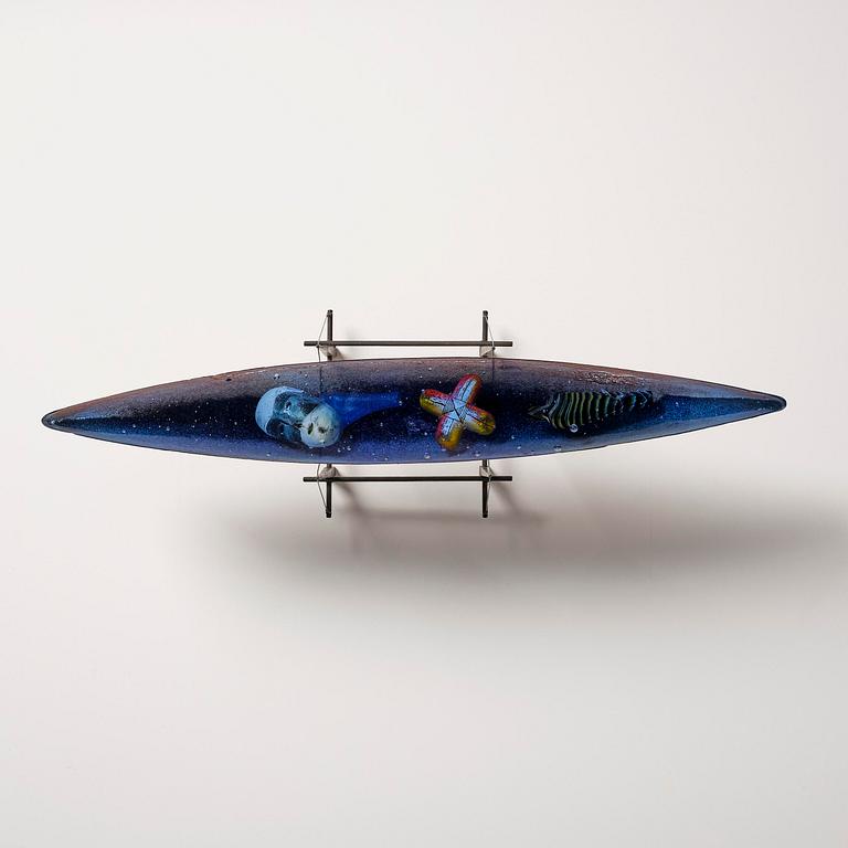 Bertil Vallien, a boat shaped sand cast glass sculpture,  Bullseye Glass Co., Portland, 1997.