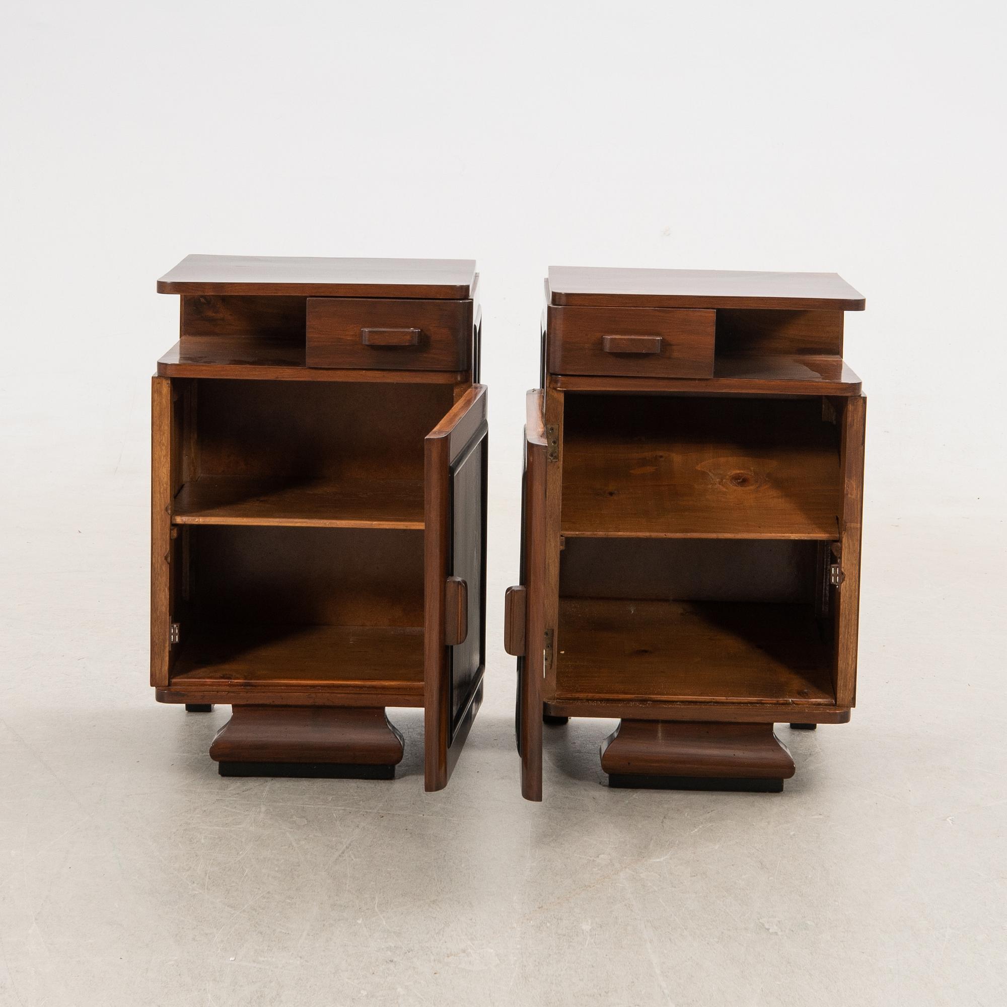Bedside tables, a pair, Art Deco, first half of the 20th century.