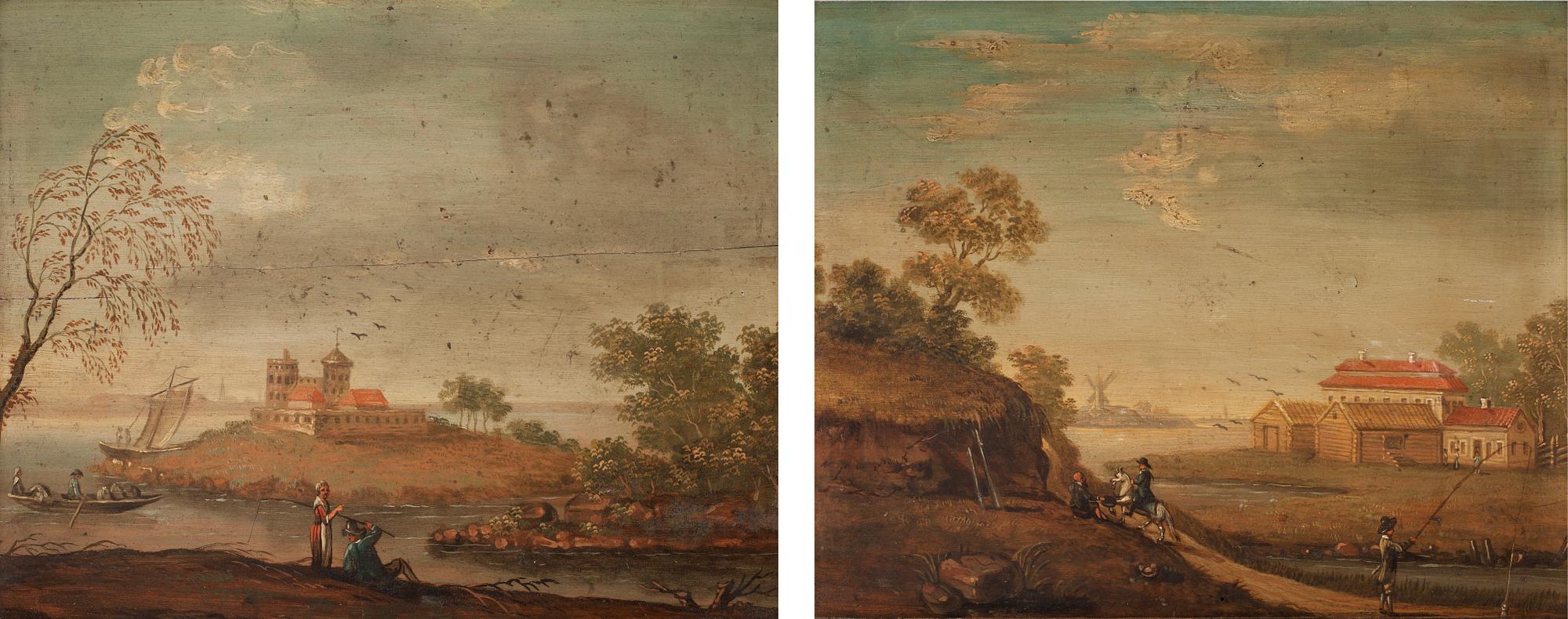 Johan Philip Korn Attributed to, Landscape with a country mansion.