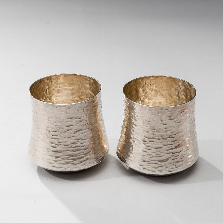 BÄGARE, 6 st, sterling silver, Tapio Wirkkala, Hopeakeskus, Tavastehus 1977. Tot. vikt ca 1112 g.