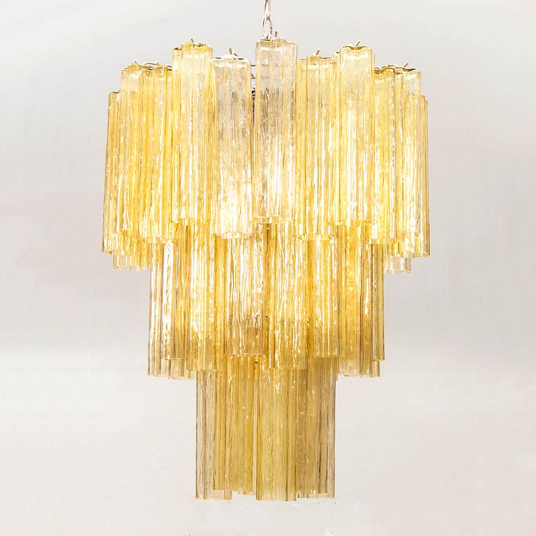 A Toni Zuccheri glass and chrome chandelier for Murano around 2000.